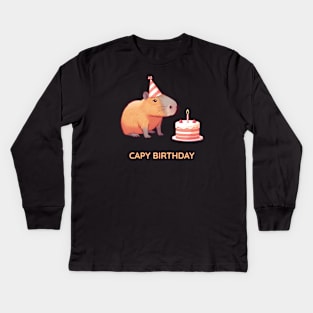 Capy Birthday Kids Long Sleeve T-Shirt